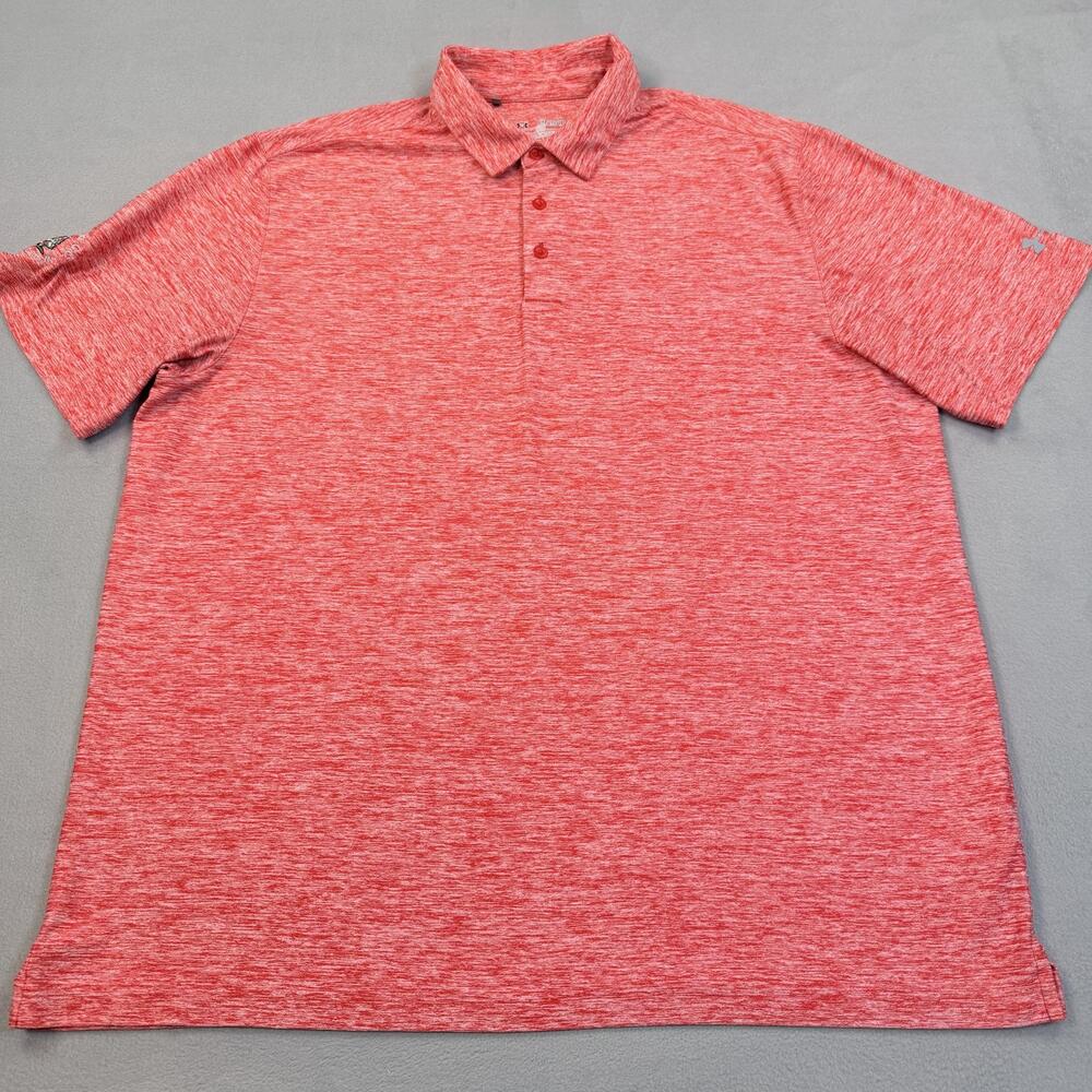 Under Armour Polo Shirt Mens 2XL Red HeatGear Christmas Lake Golf Santa Claus